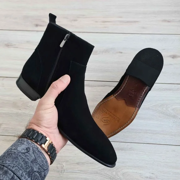 Men's Suede Leather Chelsea Boots | Zip-Up | Handmade - Picture 3 of 4